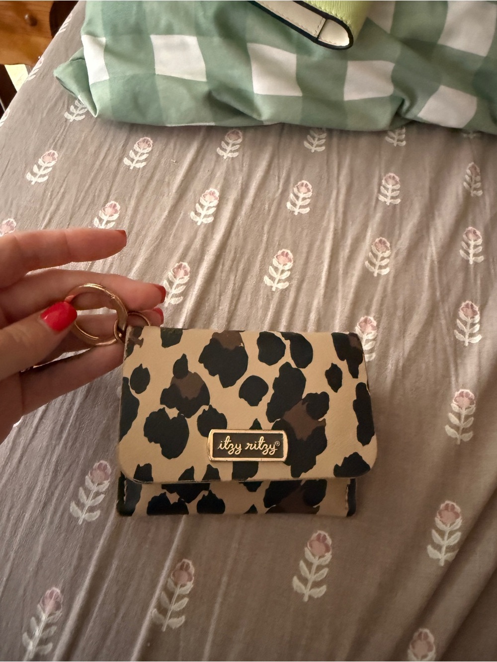Itzy Ritzy Leopard Print Key Card Holder in Tan and Black